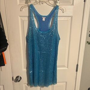 Victorias Secret Sparkling Blue Sequin Racerback Tank Dress